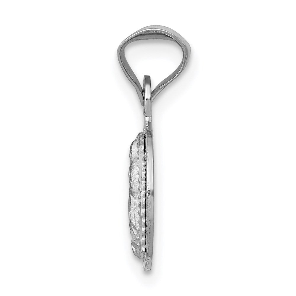 14k White Gold Our Lady of Guadalupe Semi-solid Round Pendant