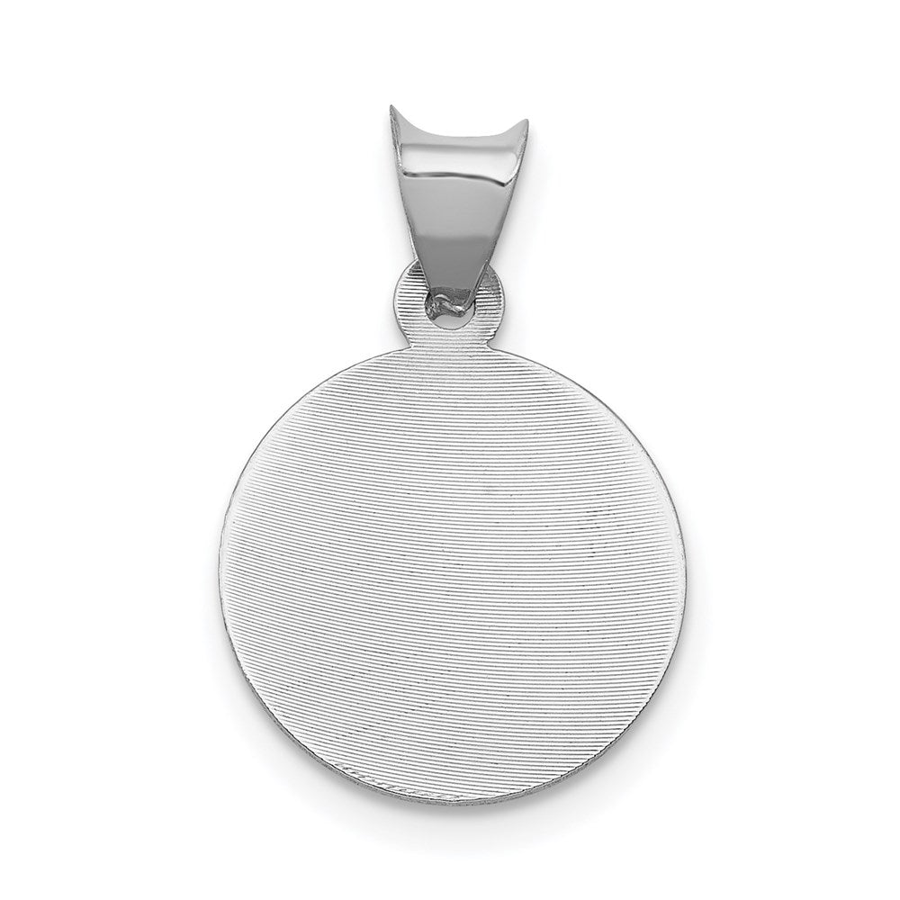 14k White Gold Our Lady of Guadalupe Semi-solid Round Pendant