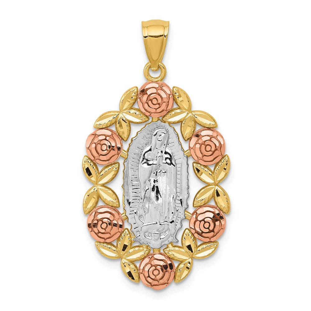 14K Two-Tone w/White Rhodium Lady Of Guadalupe Pendant