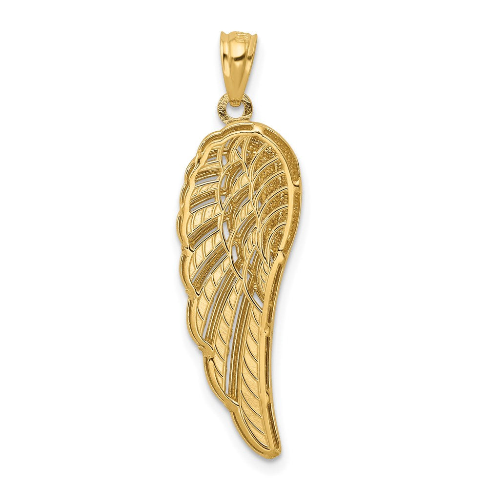 14K w/ Rhodium Polished Two Level Angel Wing Pendant