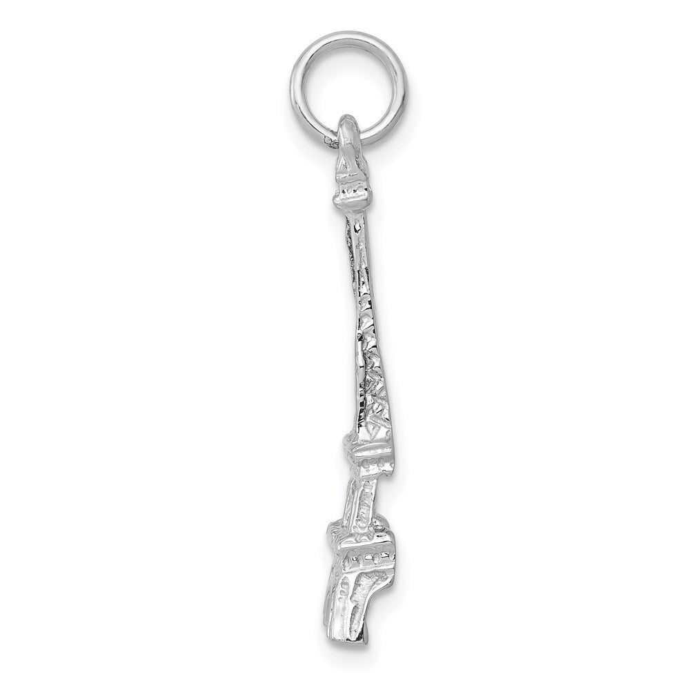 14k White Gold Solid Polished Eiffel Tower Charm