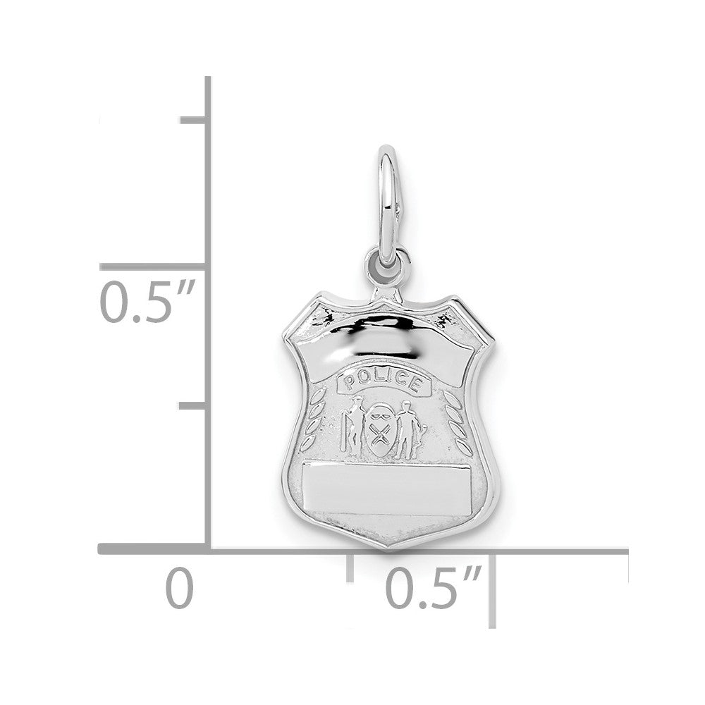 14k White Gold Police Badge Charm