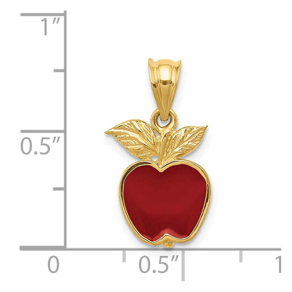 14k Polished Red Enameled Apple Pendant