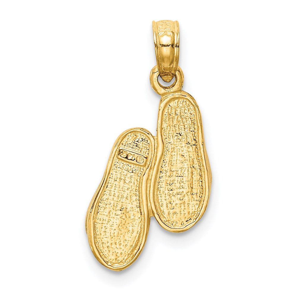 14k 3D w/Rhodium Solid Polished Sandals Pendant