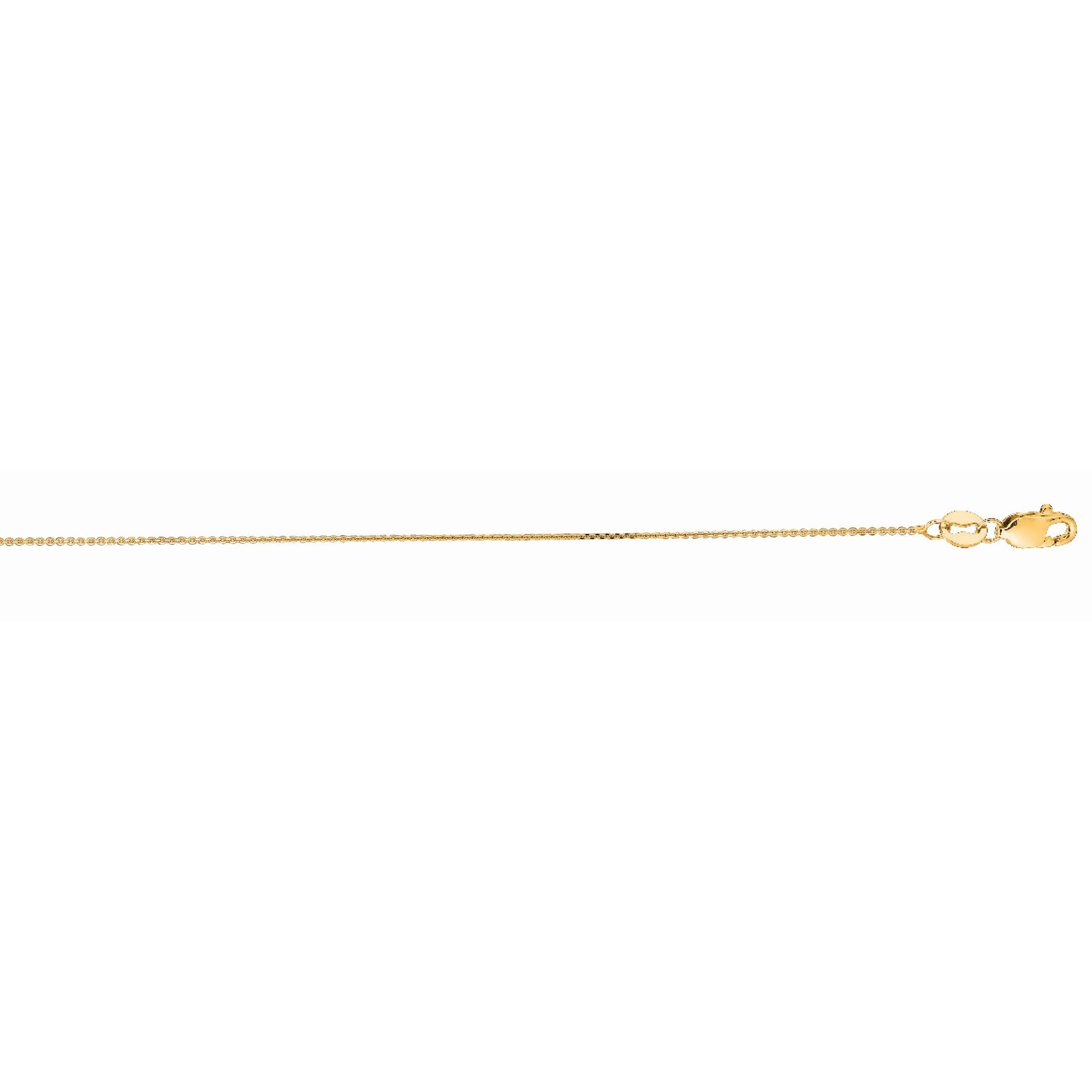 18K Yellow Gold 0.9mm Diamond Cut Cable 18" Chain with Lobster Lock
