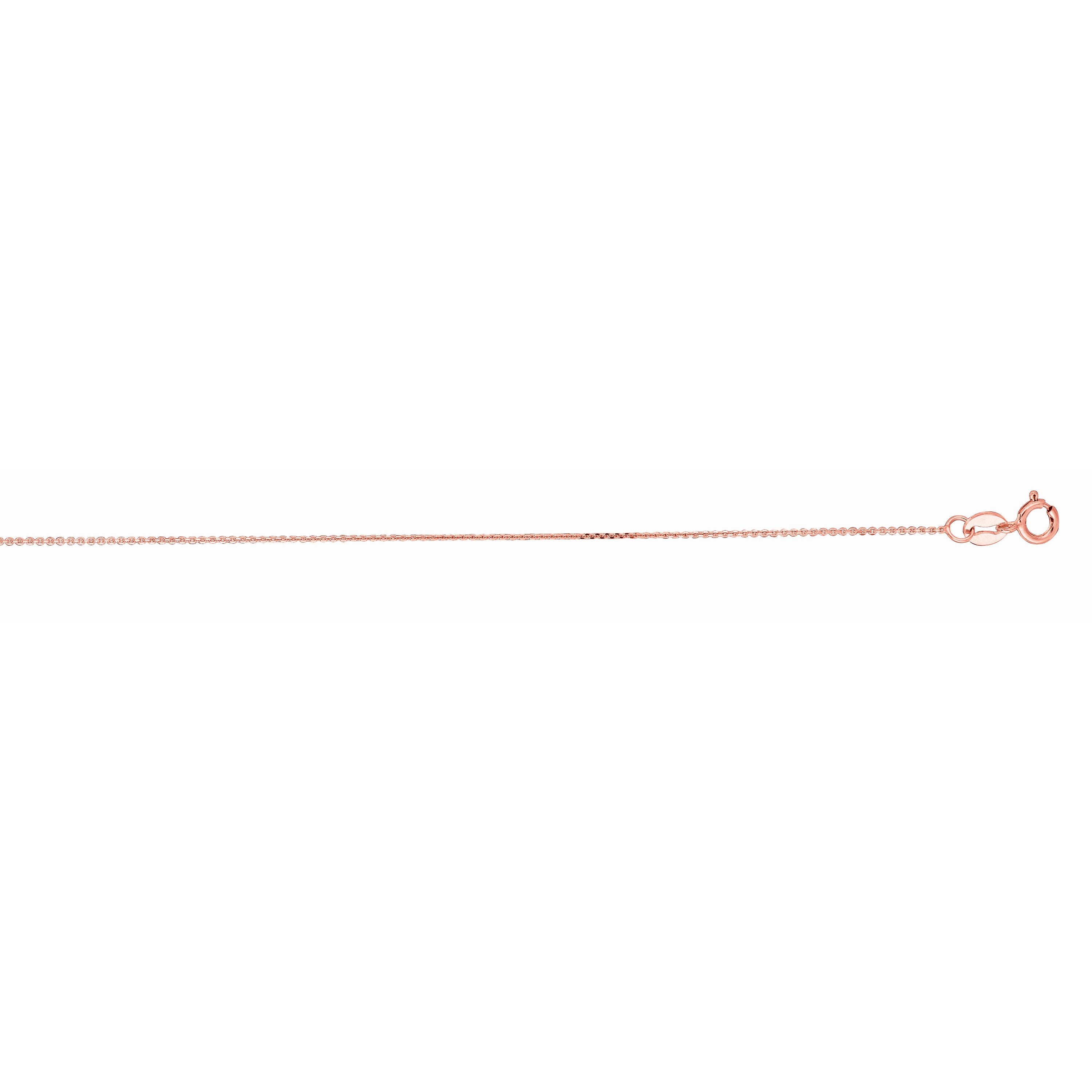 18K Rose Gold 1.1mm Diamond Cut Cable 18" Chain with Lobster Lock