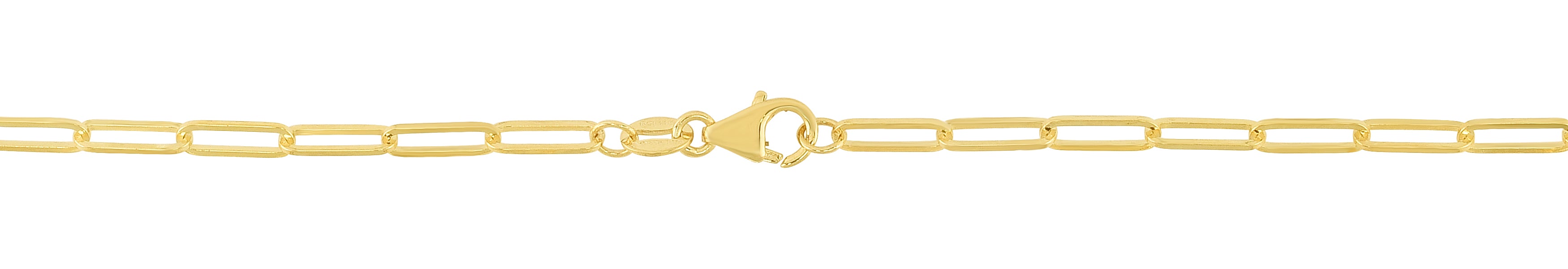 18K Yellow Gold 24" 2.5mm Paperclip Link Chain with Lobster Clasp