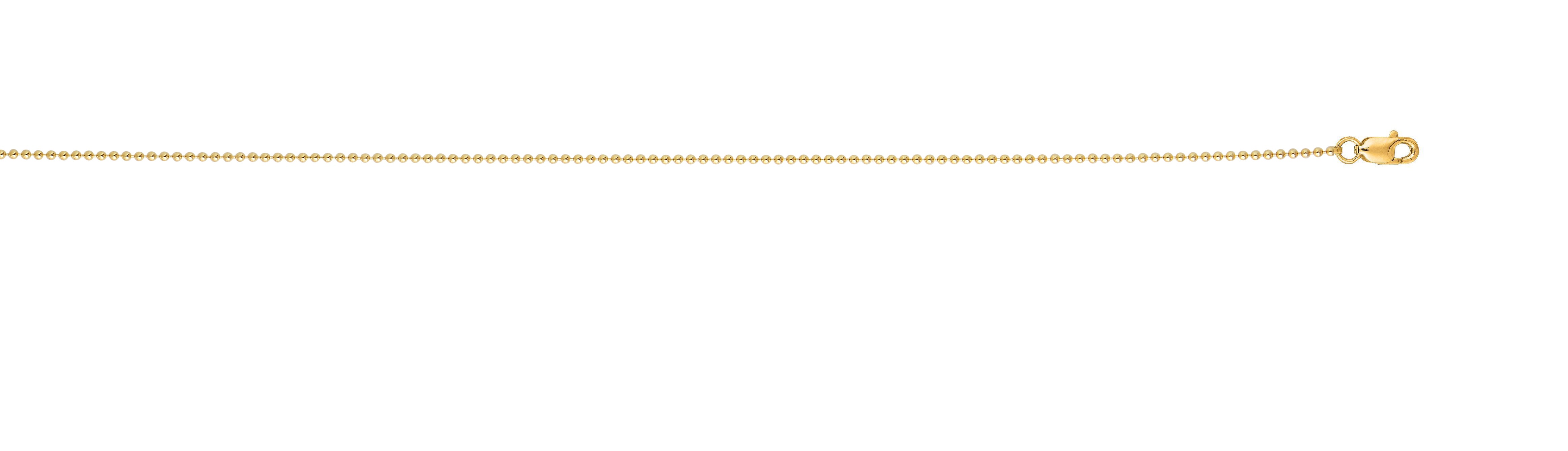 18K Yellow Gold 20" 1.5mm Bead Chain with Lobster Clasp
