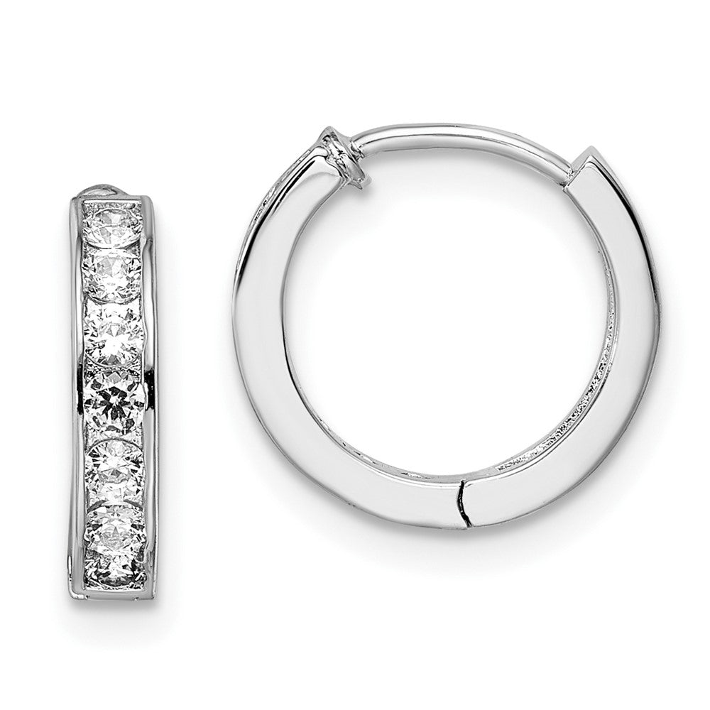 Kelly Waters Rhodium-plated Channel Set Clear CZ Huggie Earrings
