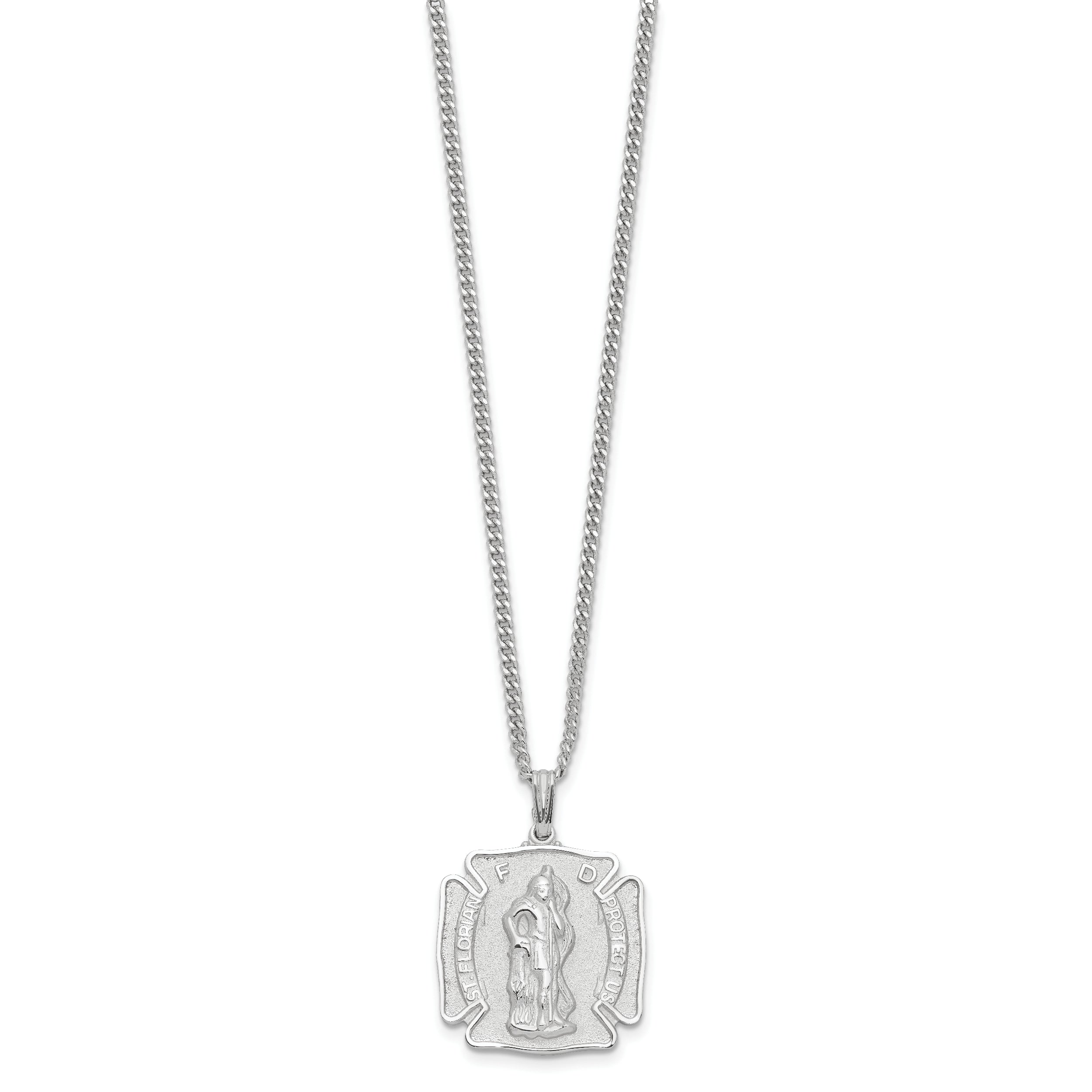 Kelly Waters Rhodium-plated St. Florian Medal 24 inch Necklace