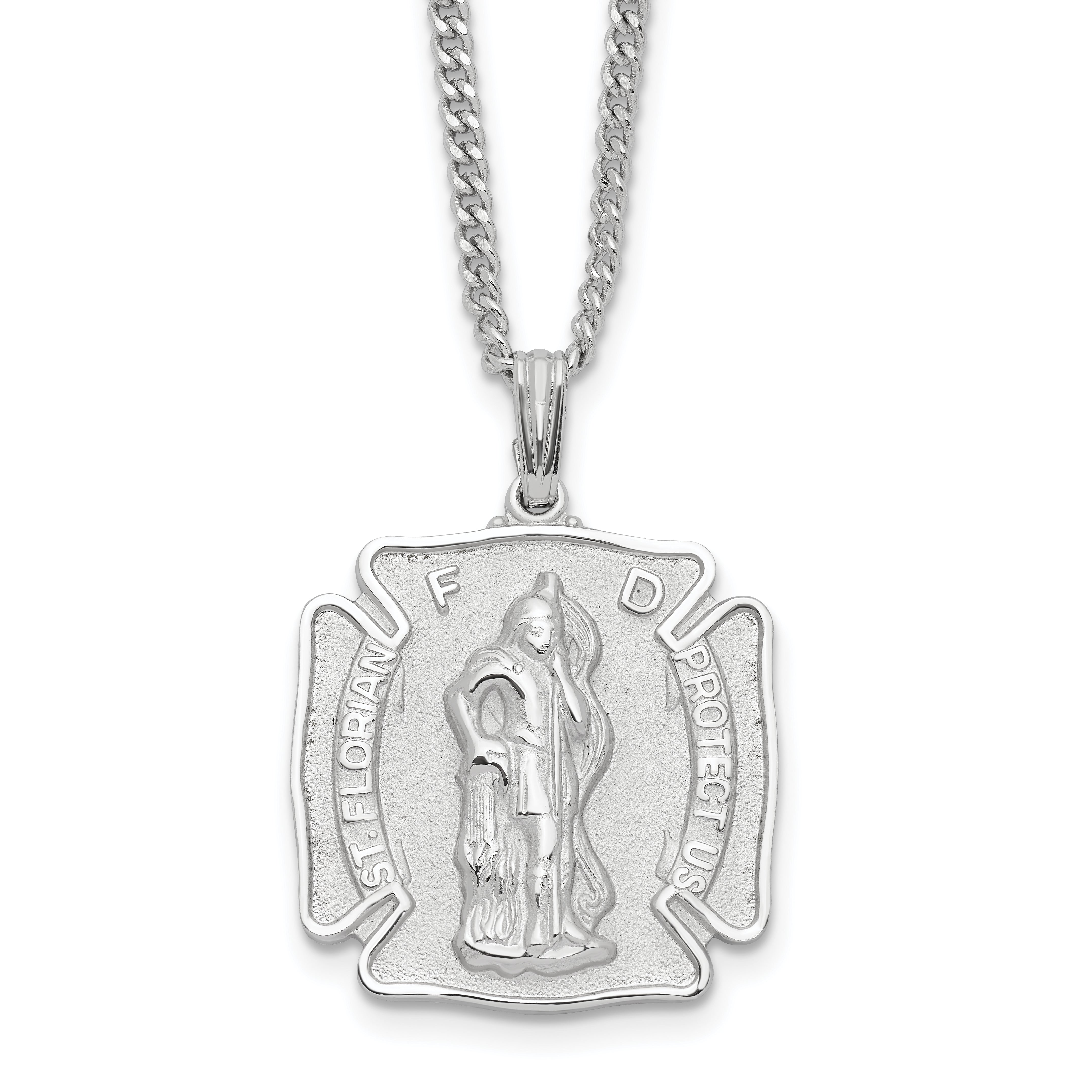 Kelly Waters Rhodium-plated St. Florian Medal 24 inch Necklace