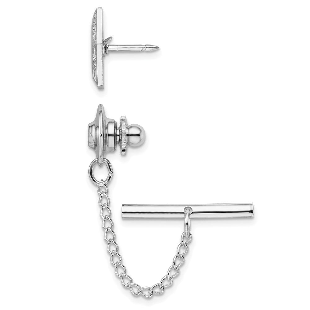 Kelly Waters Rhodium-plated Hexagon with Scrolled Edge Engravable Tie Tac