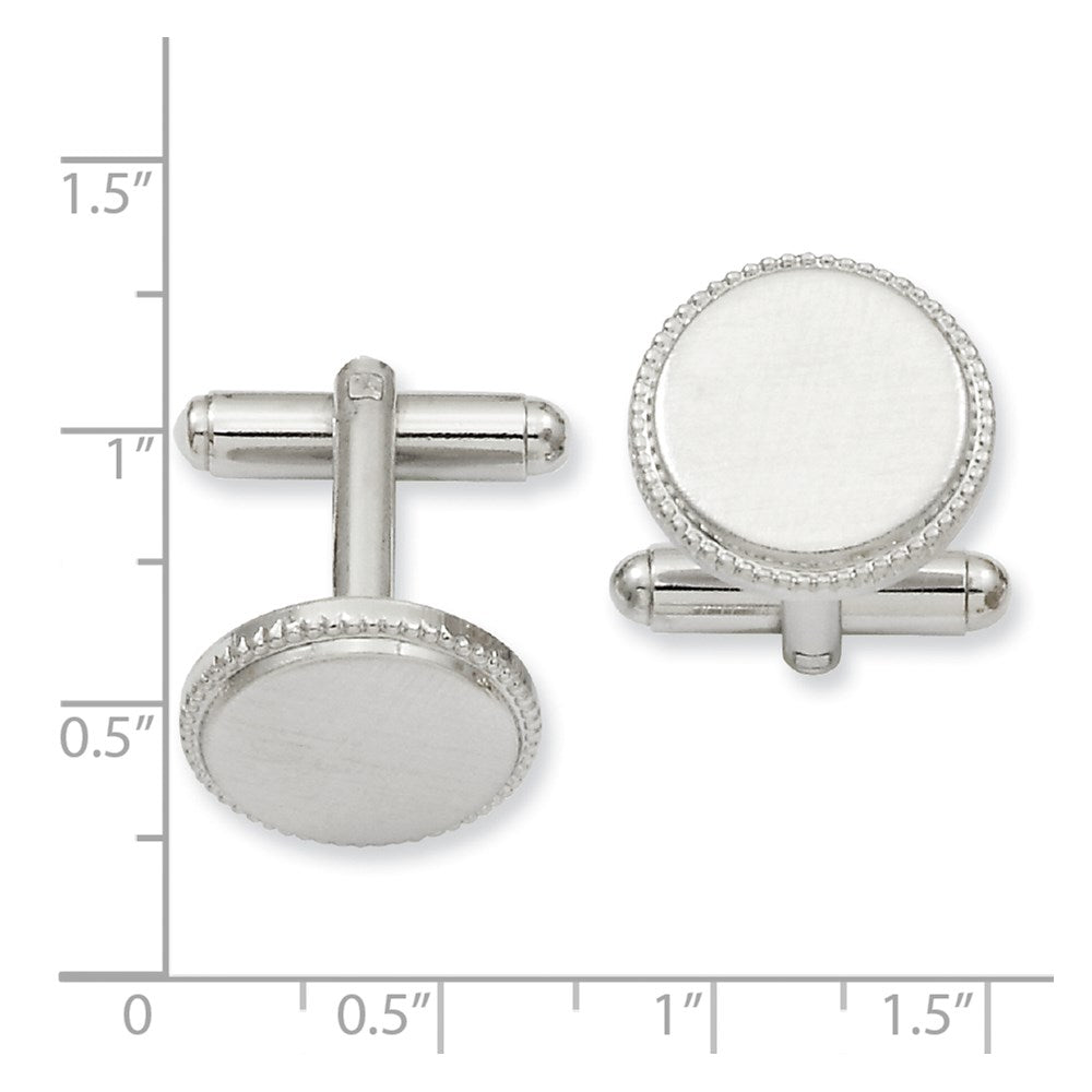 Kelly Waters Rhodium-plated Satin Florentine Round Beaded Cuff Links