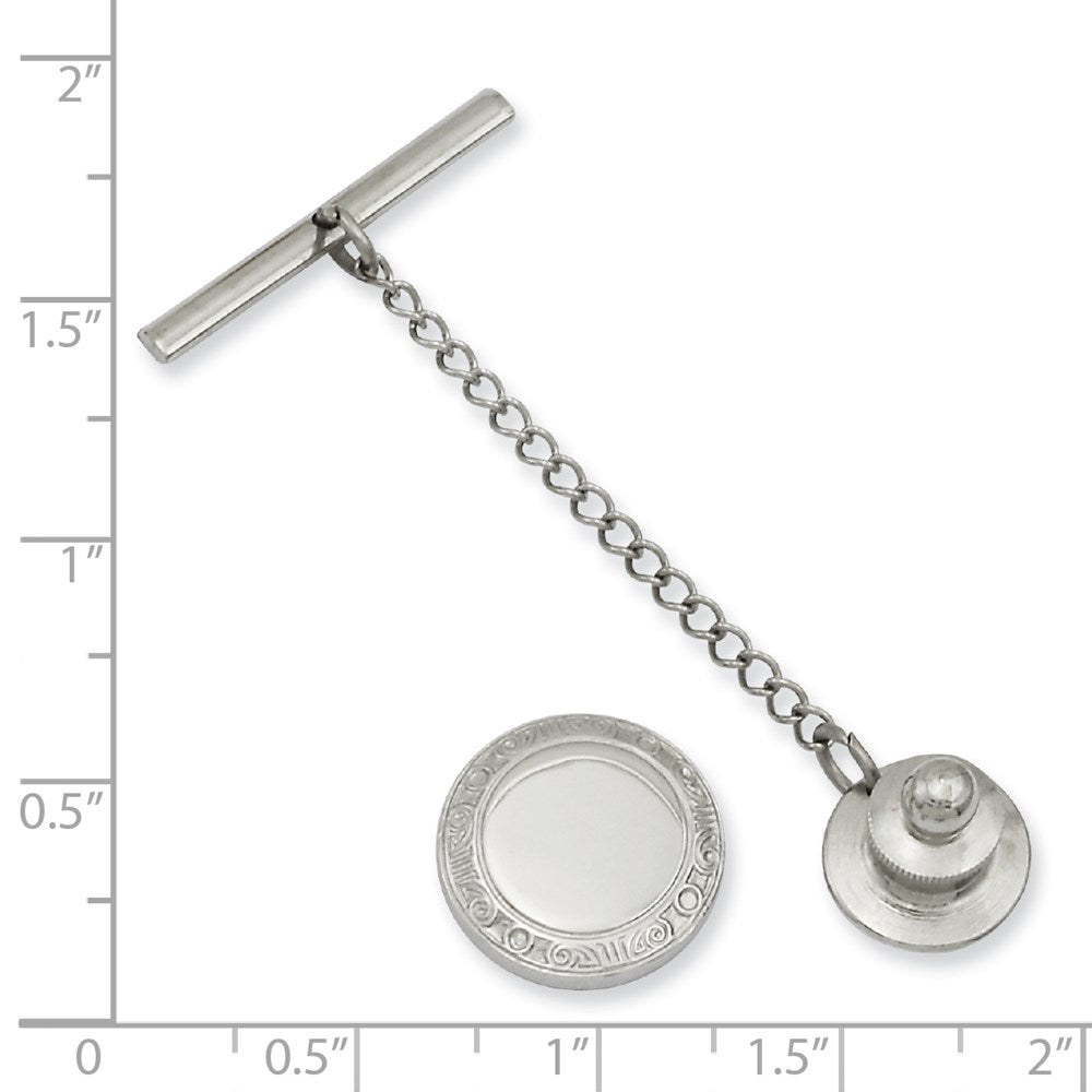 Kelly Waters Rhodium-plated Round with Scrolled Edge Engravable Tie Tac