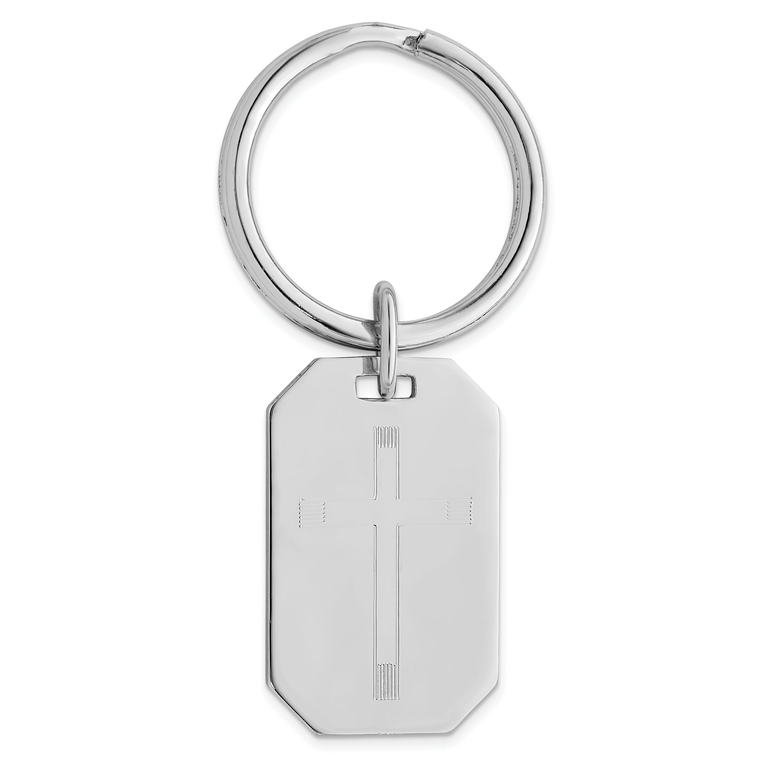 Rhodium-plated Kelly Waters Cross Engraveable Key Ring