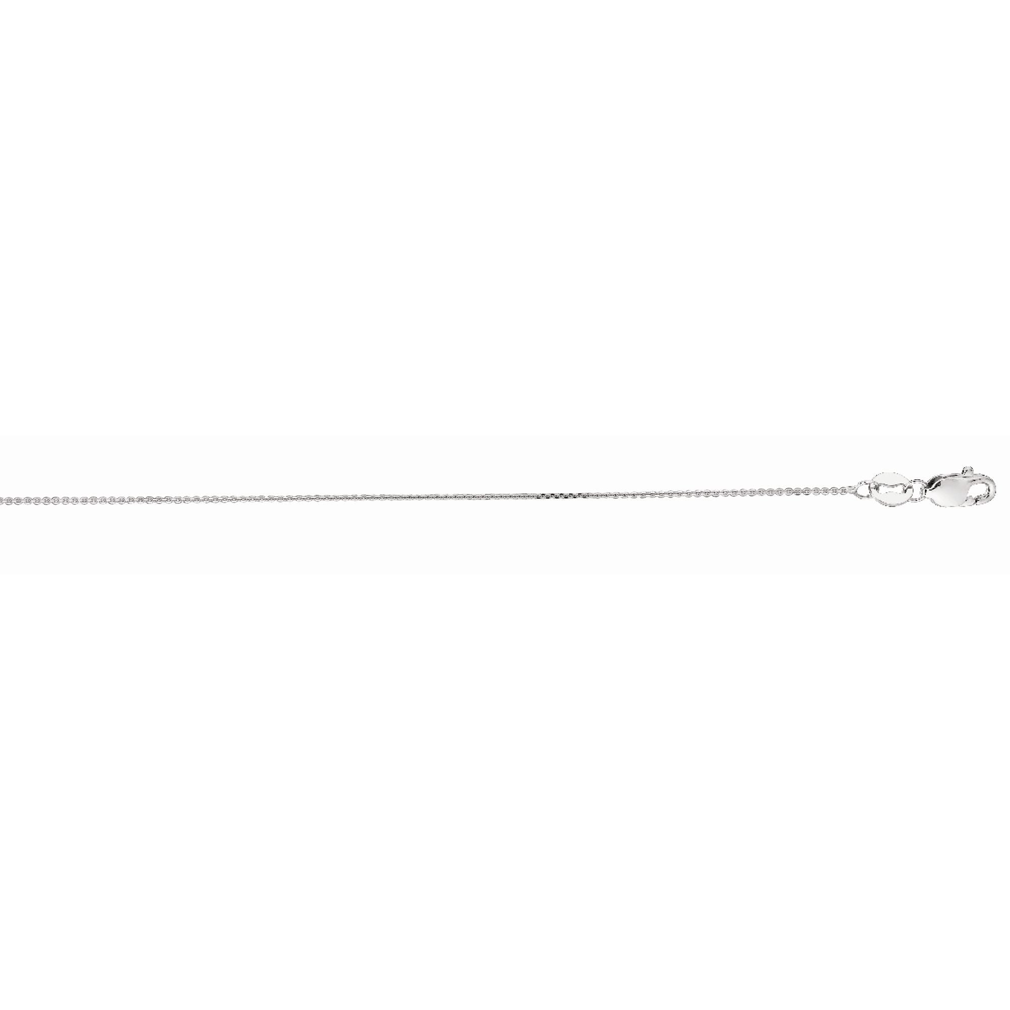 18K White Gold 0.9mm Cable 18" Chain with Lobster Lock