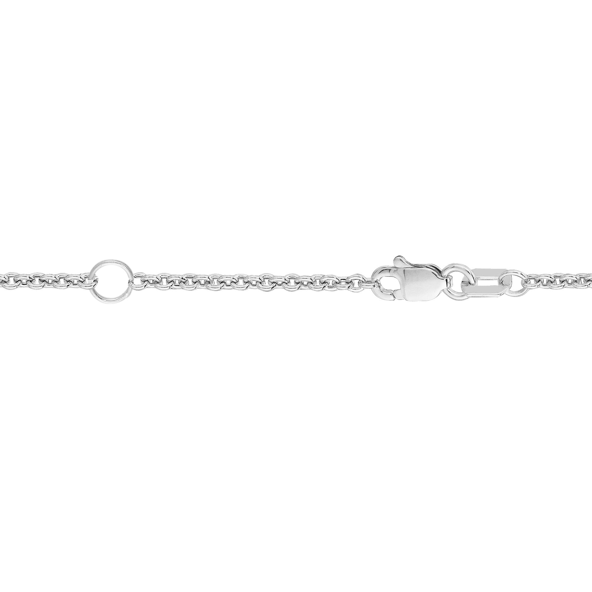 18K White Gold 1.8mm Extendable Cable Chain with Lobster Lock. Total length 18" with a jump ring at 16".