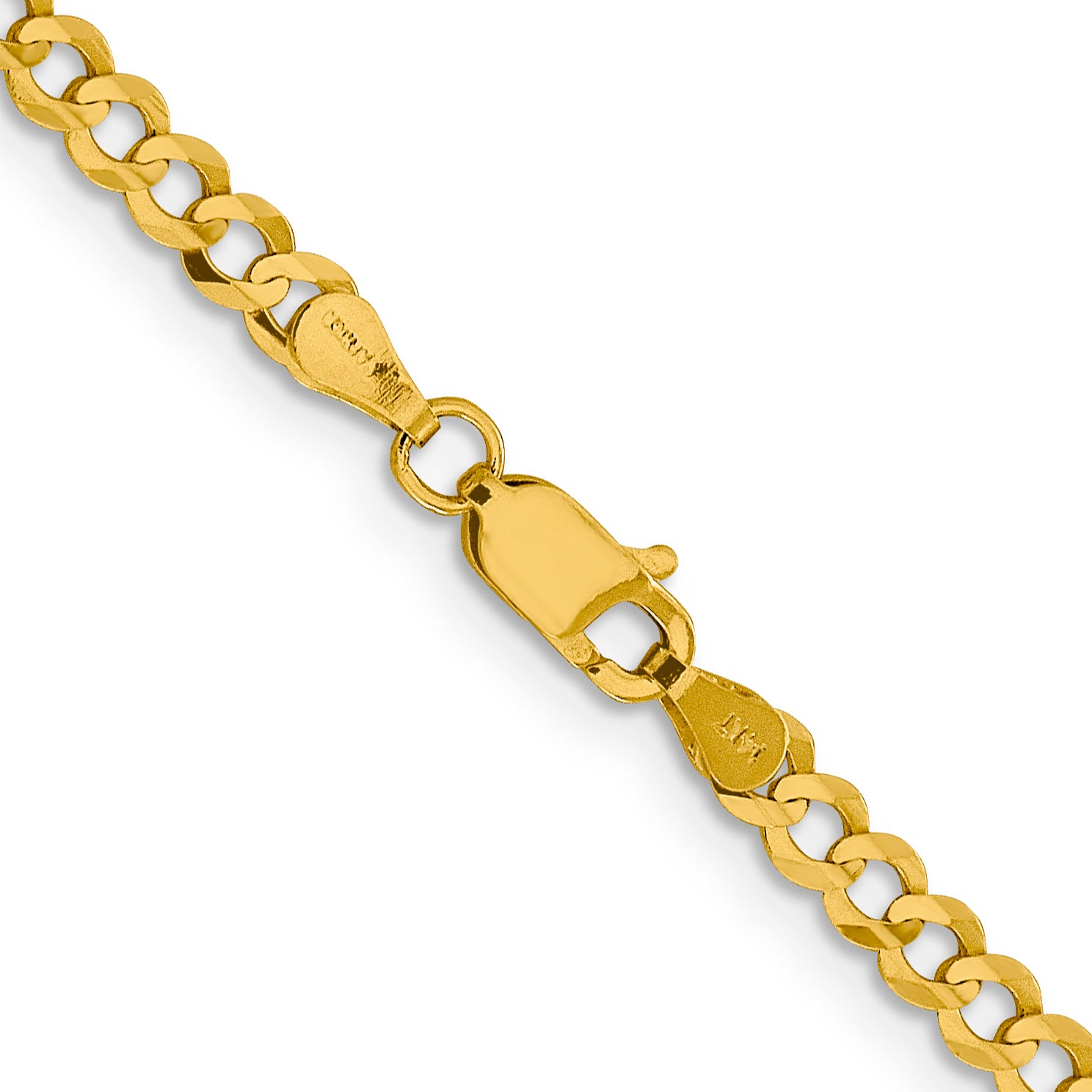14K 24 Inch 3.7Mm Lightweight Flat Cuban With Lobster Clasp Chain