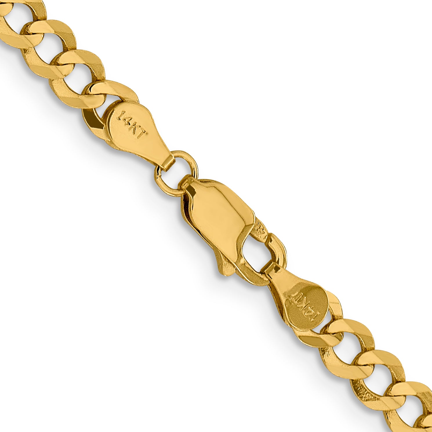 14K 18 Inch 4.7Mm Lightweight Flat Cuban With Lobster Clasp Chain