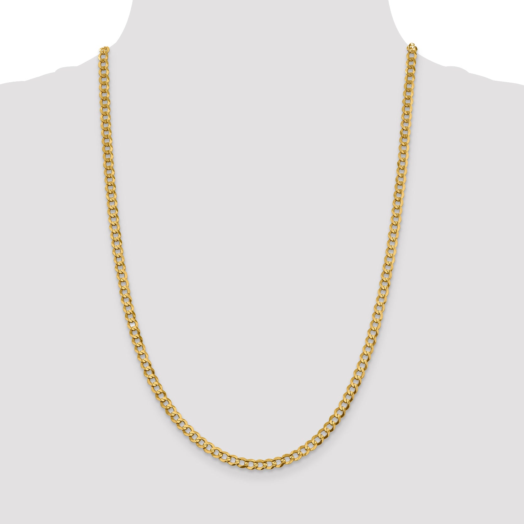 14K 18 Inch 4.7Mm Lightweight Flat Cuban With Lobster Clasp Chain