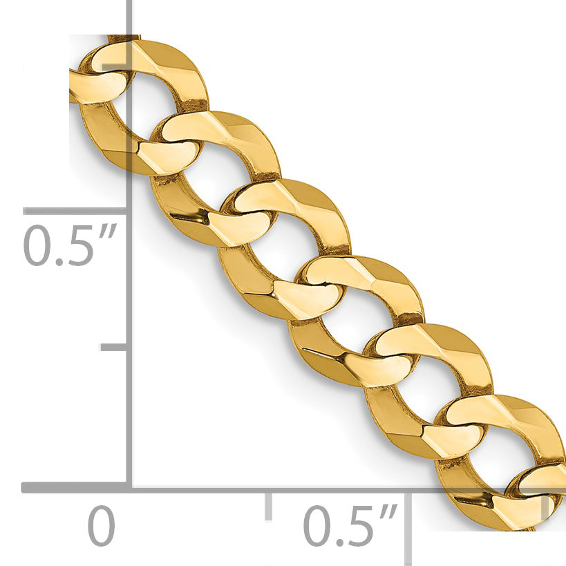 14K 24 Inch 5.9Mm Lightweight Flat Cuban With Lobster Clasp Chain