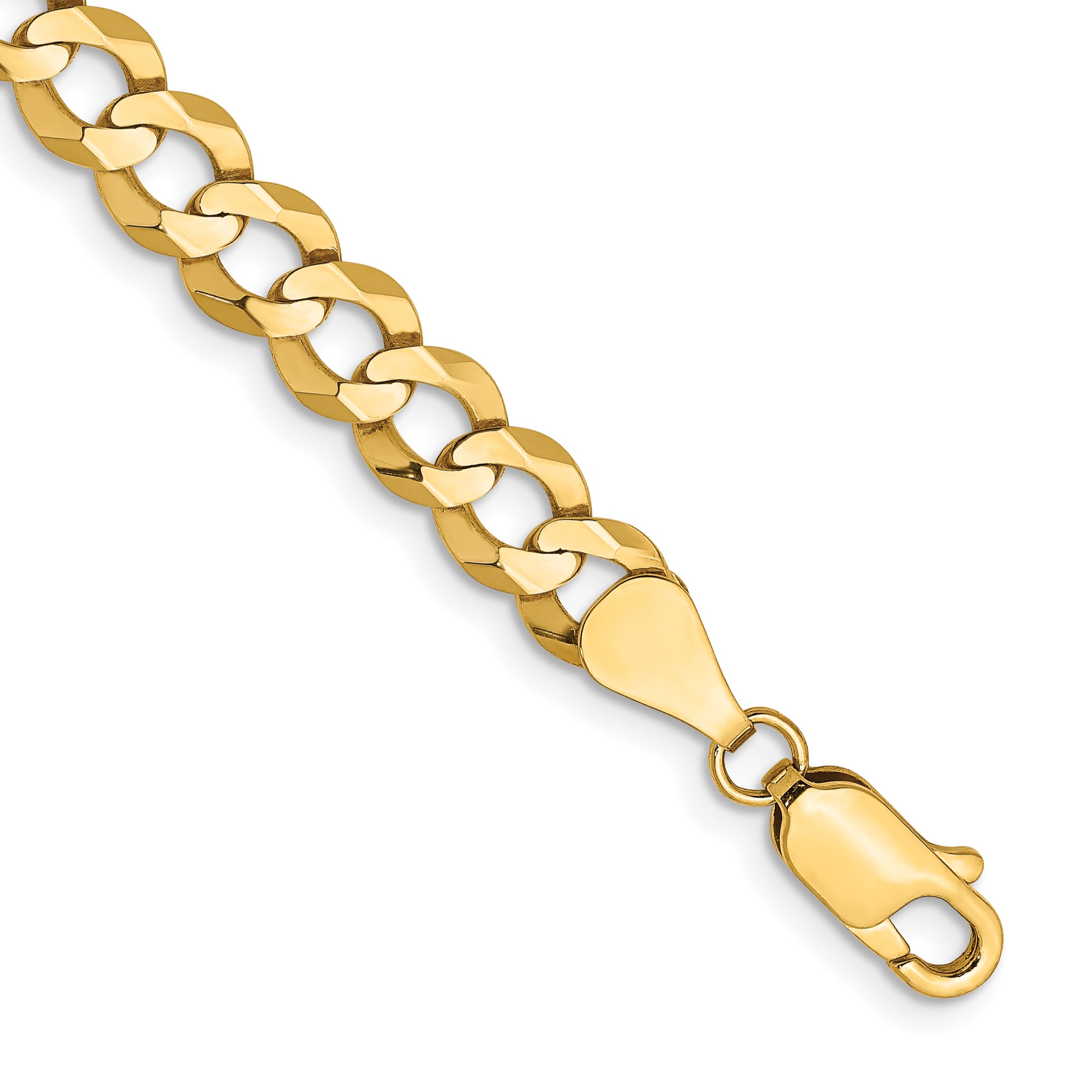 14K 7 Inch 5.9Mm Lightweight Flat Cuban With Lobster Clasp Bracelet