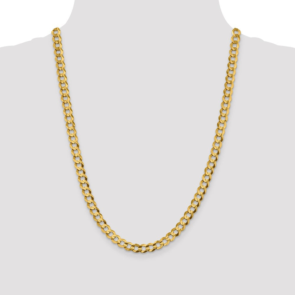 14K 24 inch 7.2mm Lightweight Flat Cuban with Lobster Clasp Chain