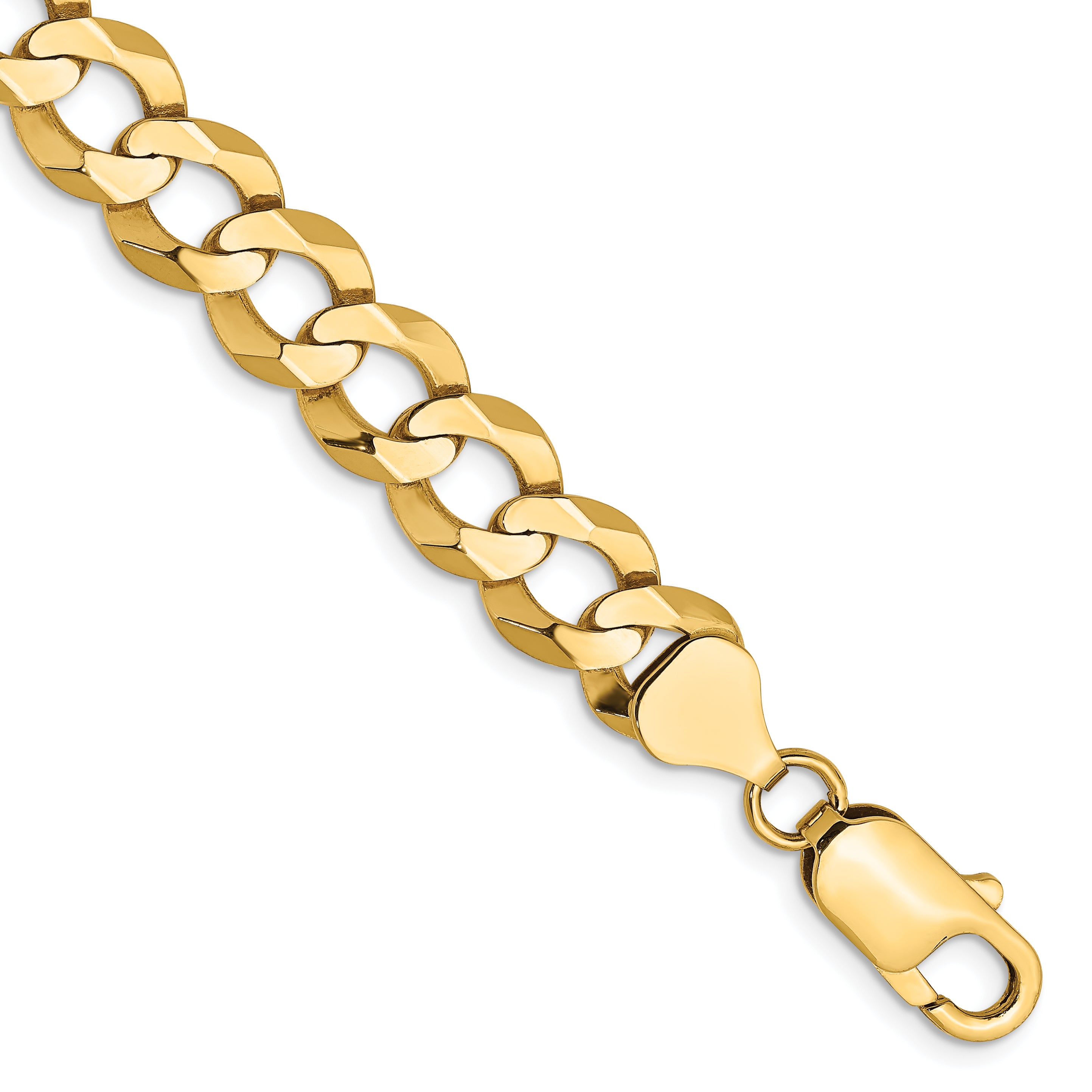 14K 7 Inch 8.3Mm Lightweight Flat Cuban With Lobster Clasp Bracelet