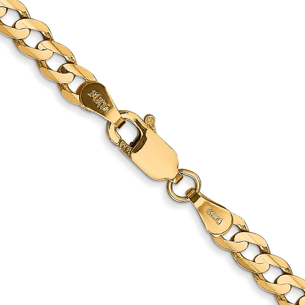 14K 18 inch 3.8mm Open Concave Curb with Lobster Clasp Chain