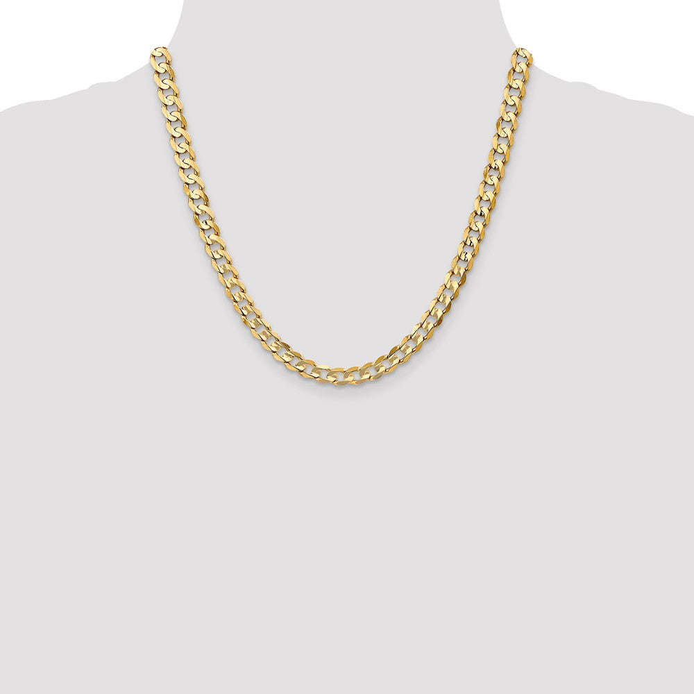 14K 20 inch 6.75mm Open Concave Curb with Lobster Clasp Chain