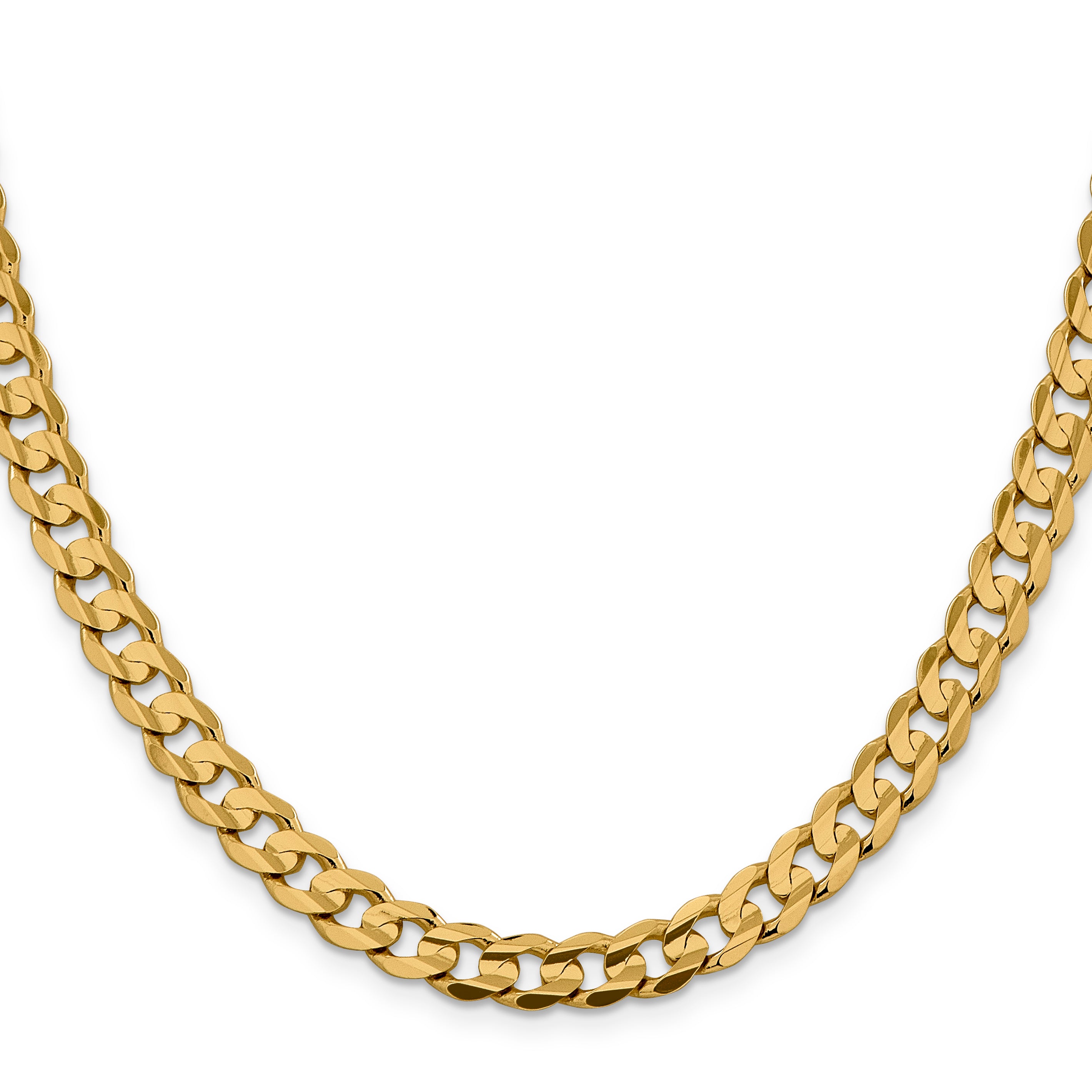 14K 24 Inch 7.5Mm Open Concave Curb With Lobster Clasp Chain