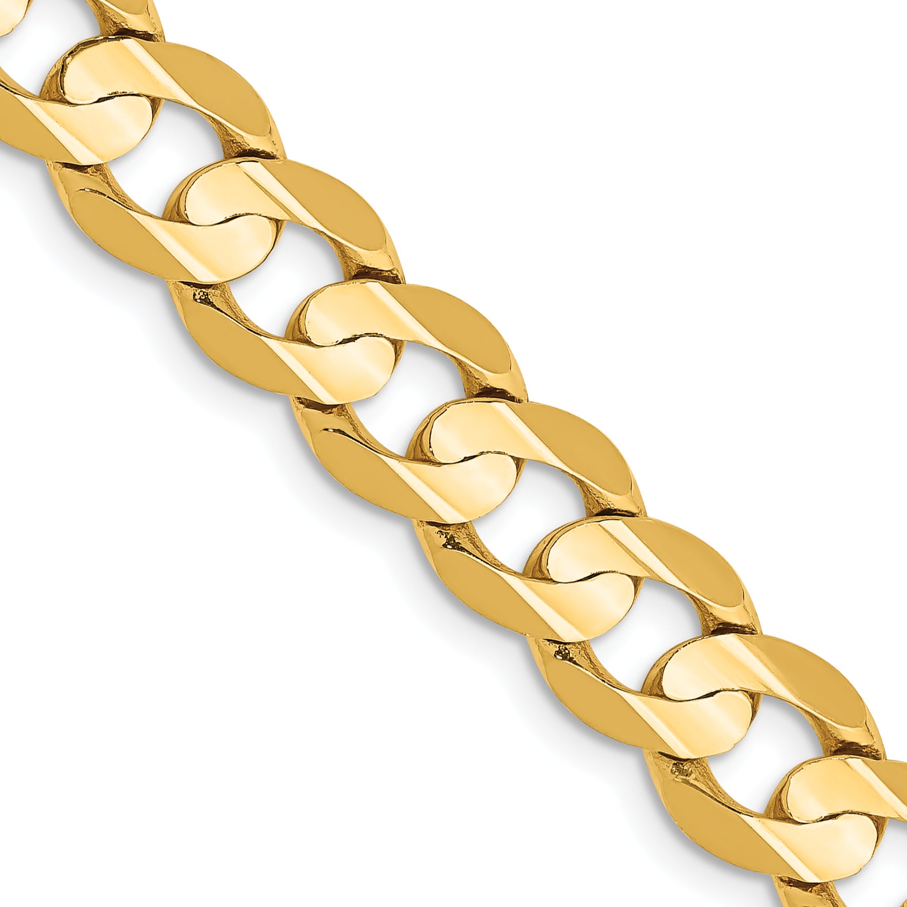 14K 20 Inch 7.5Mm Open Concave Curb With Lobster Clasp Chain