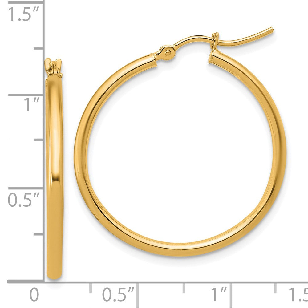 14K 2x30mm Polished Hoop Earrings