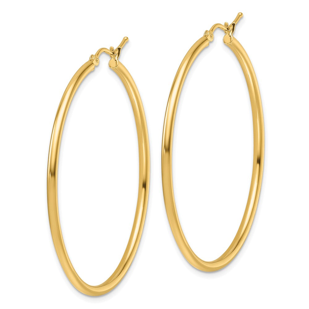 14K 2mm Polished Hinged Hoop Earrings