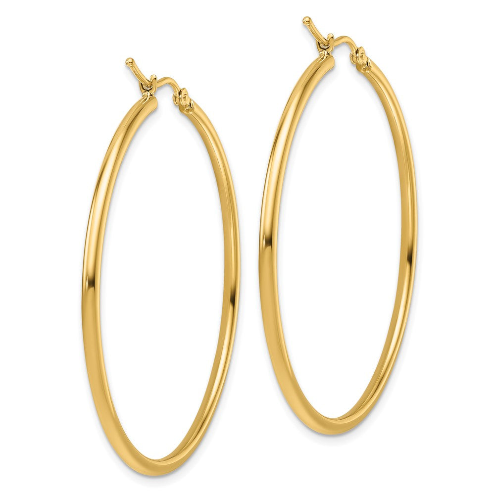14K 2mm Polished Hinged Hoop Earrings