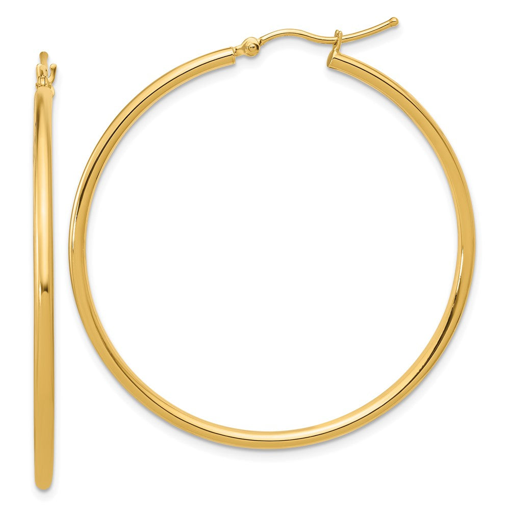 14K 2mm Polished Hinged Hoop Earrings