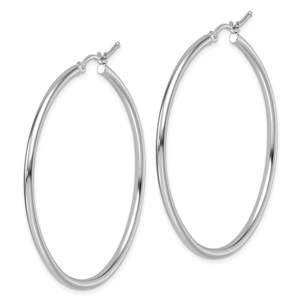 14K White Gold Polished 2mm Hoop Earrings