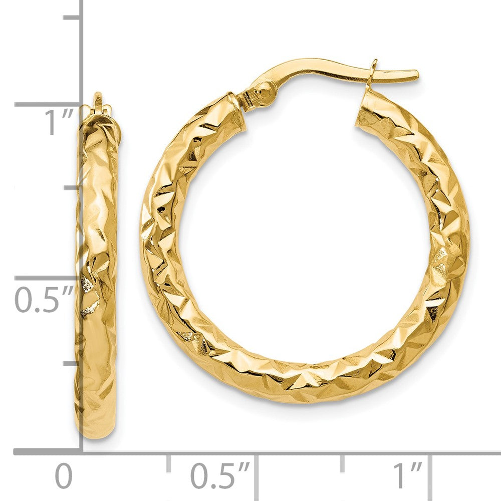 14K ForeverLite Polished and Textured Hoop Earrings