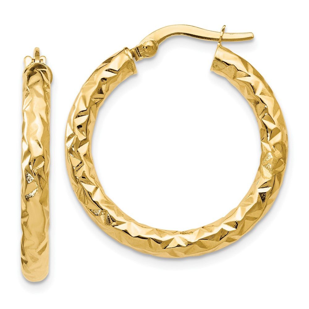 14K ForeverLite Polished and Textured Hoop Earrings