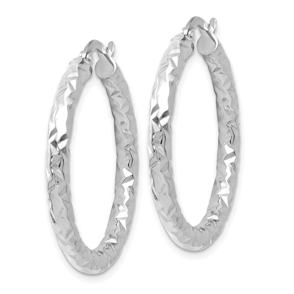 14K ForeverLite White Gold Polished and Textured Earrings