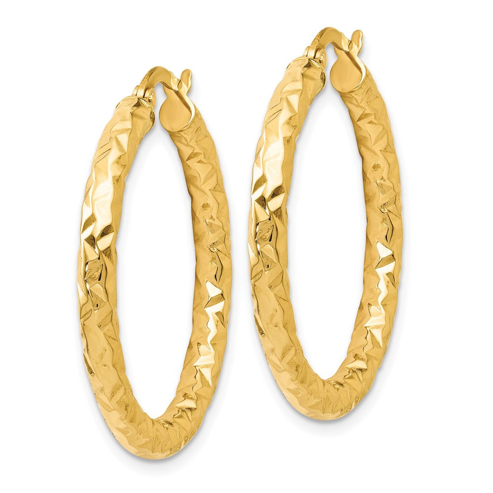 14K ForeverLite Polished and Textured Hoop Earrings