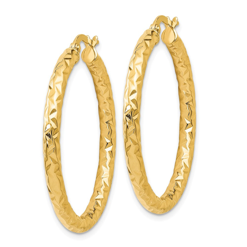 14K ForeverLite Polished and Textured Hoop Earrings