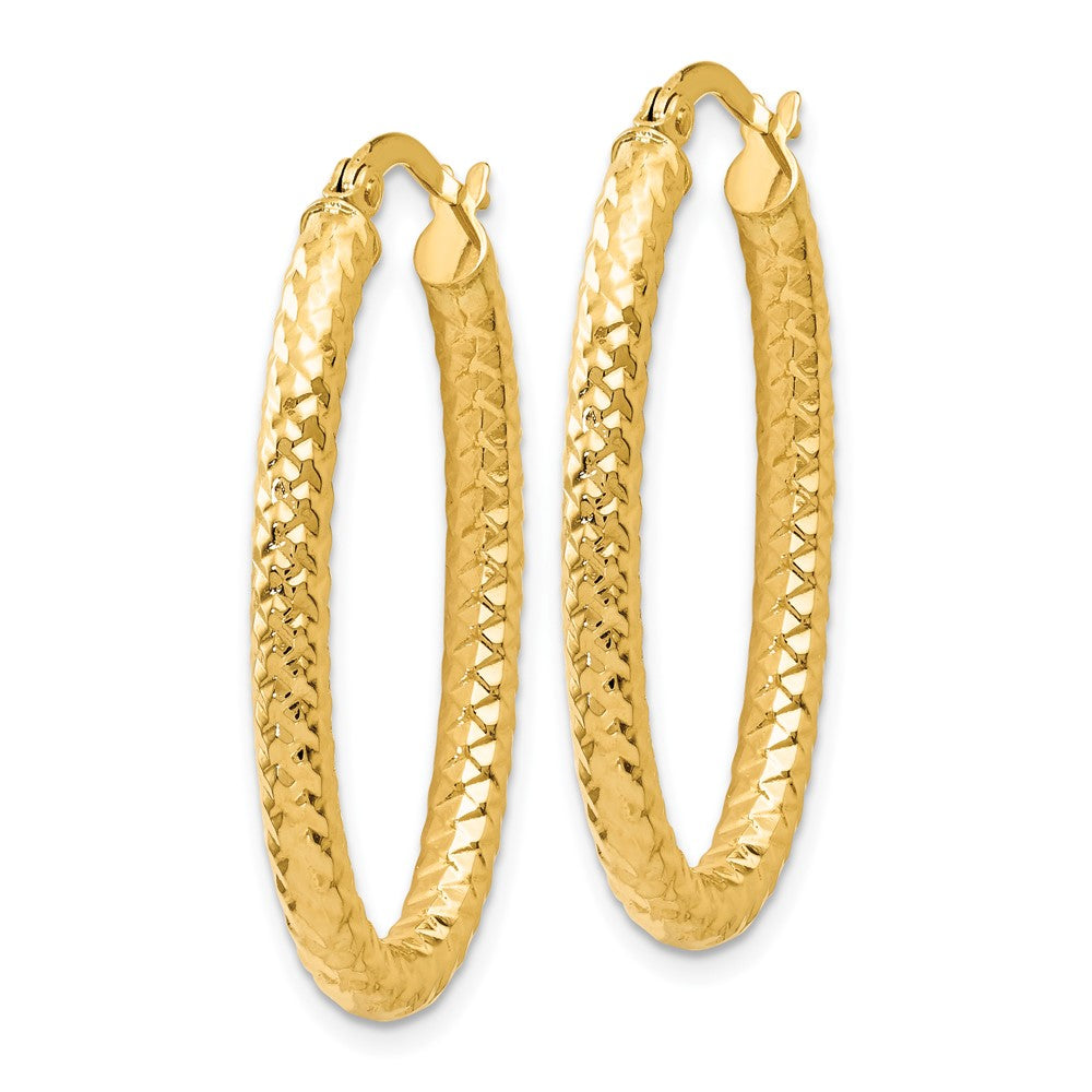 14K ForeverLite Polished and Textured Oval Hoop Earrings
