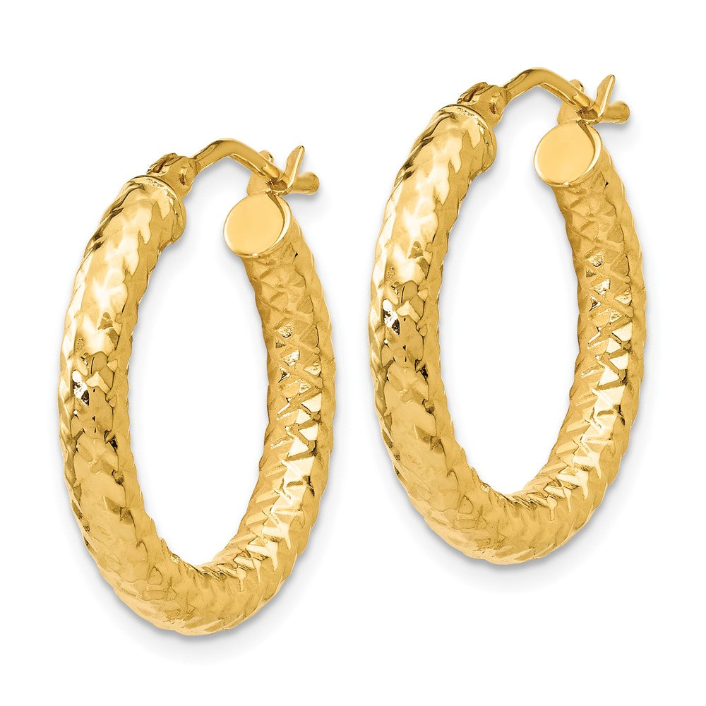 14K ForeverLite Polished and Textured Hoop Earrings