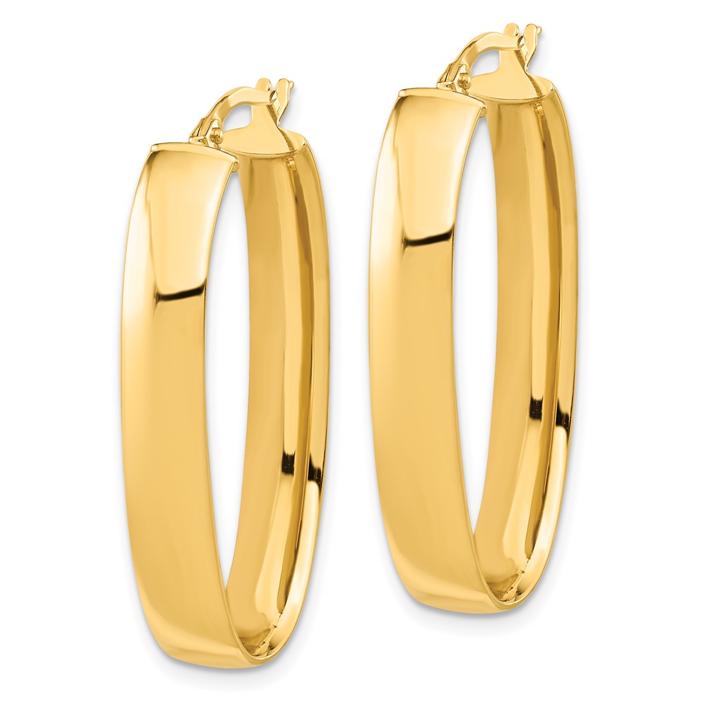 14K Polished Oval Hoop Earrings