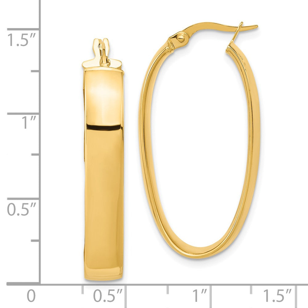 14K Polished Oval Hoop Earrings