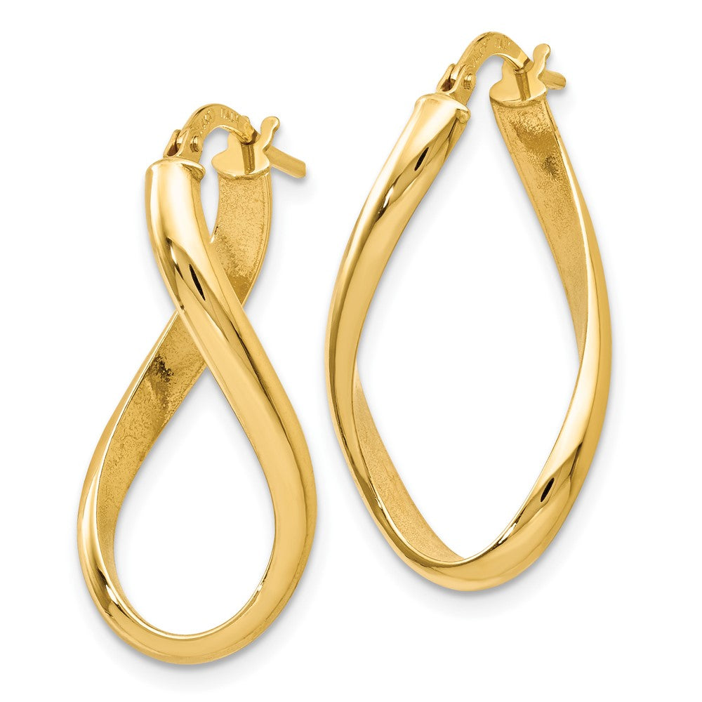 14K Polished Oval Twisted Hoop Earrings
