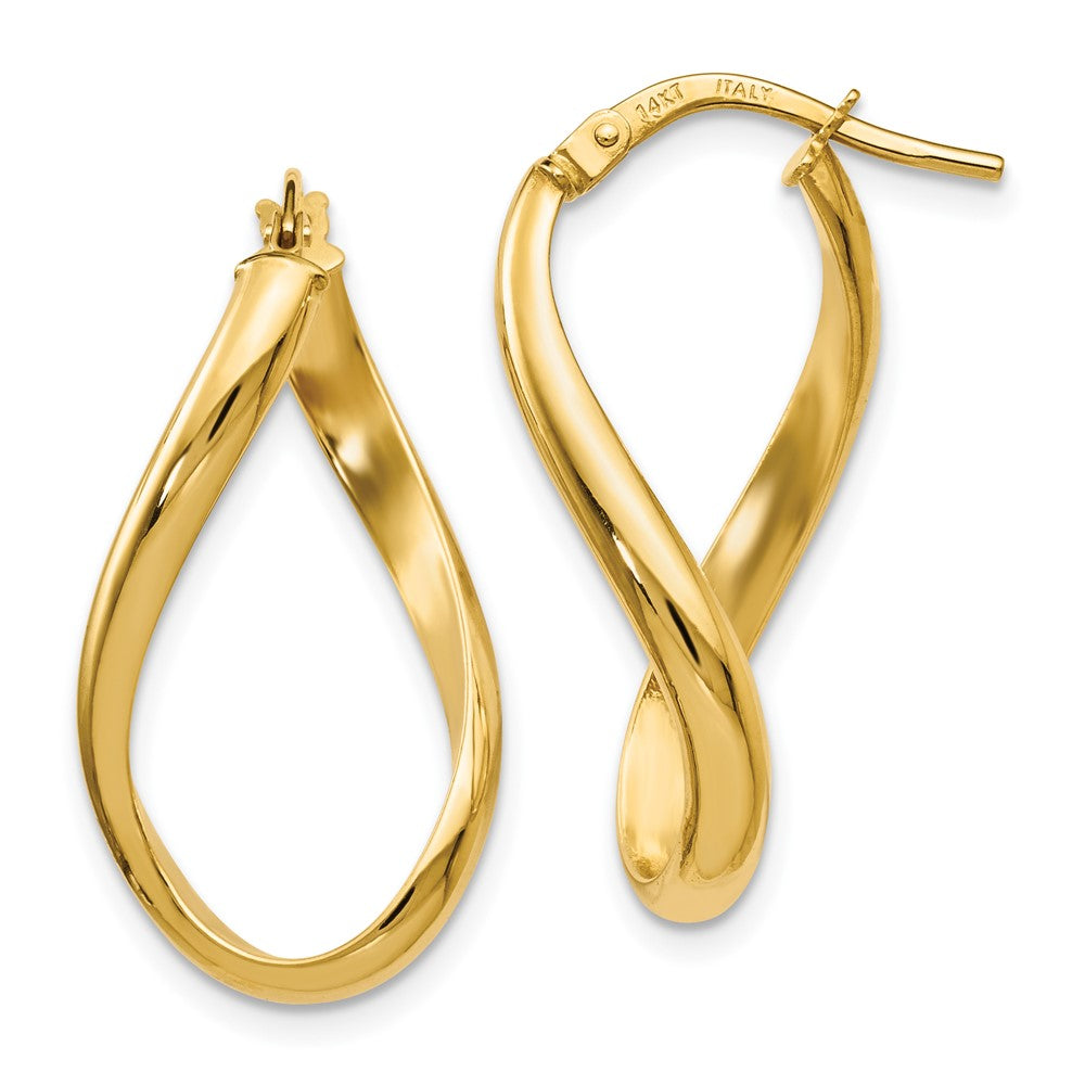 14K Polished Oval Twisted Hoop Earrings