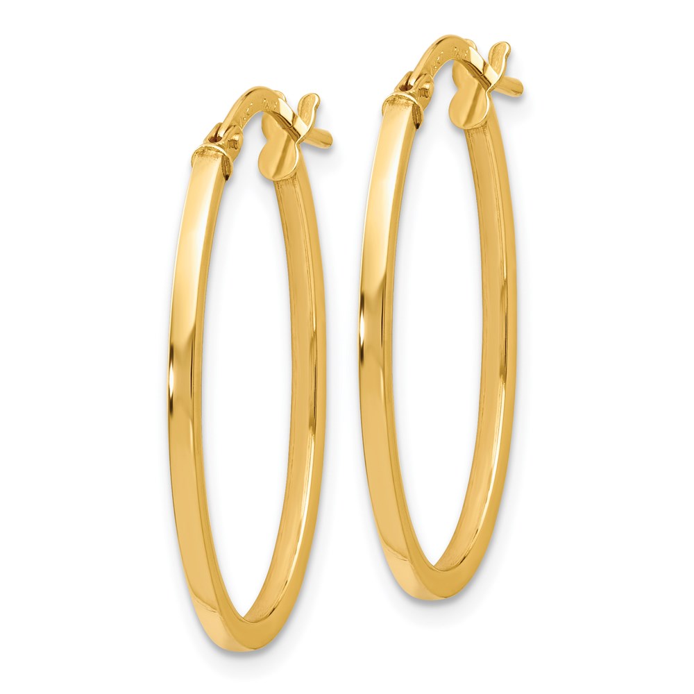 14K Polished Oval Hoop Earrings
