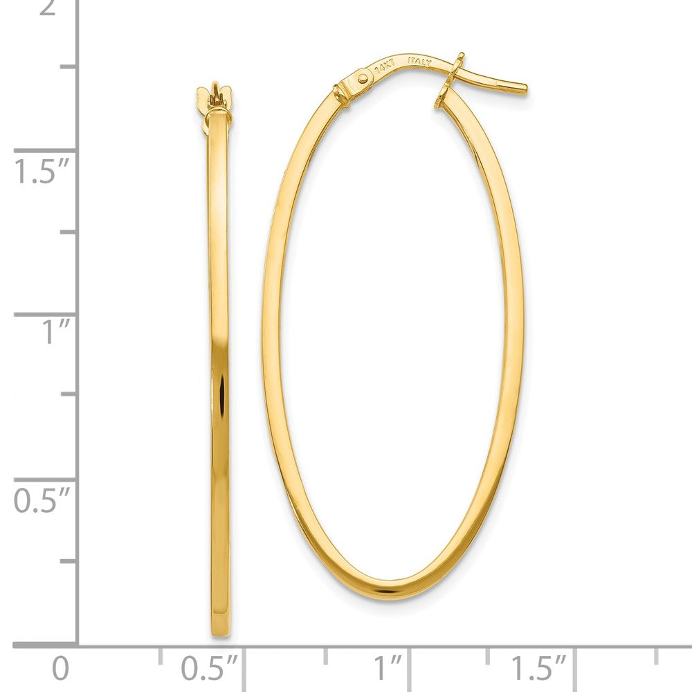 14K Polished Oval Hoop Earrings